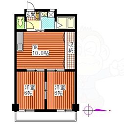 パークサイドなかしま 2DKの間取図画像