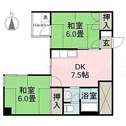 チサンマンション広小路 2DKの間取図画像