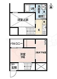 ティーダ2 1Kの間取図画像
