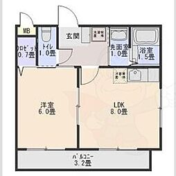 エクセル・フルール 1LDKの間取図画像