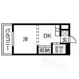 プレズ志賀公園 1Kの間取図画像