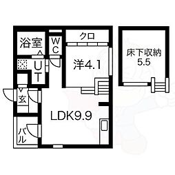 アジュール山王 1LDKの間取図画像