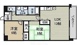 パラシオン車道東館 2LDKの間取図画像