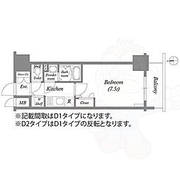 エスリード大須プレシア 1Kの間取図画像