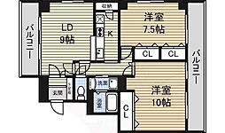 石町マンション 2LDKの間取図画像