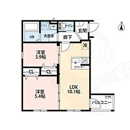 robot home 鶴里II(ロボットホームツルサトツー) 2LDKの間取図画像