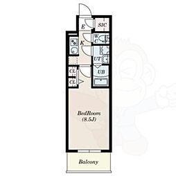 S-RESIDENCE黒川本通一丁目 1Kの間取図画像