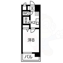 ヒルズ新栄 1Kの間取図画像