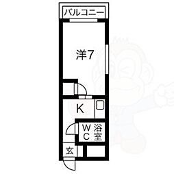 第二戸嶋屋ビル 1Kの間取図画像
