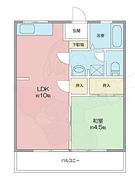 ハイツサンローラン 2DKの間取図画像