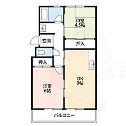 柏原農住団地S棟 2DKの間取図画像