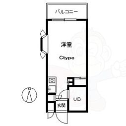 フラワーヒルズ ワンルームの間取図画像