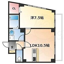 サンドリヨンゴキソ 1LDKの間取図画像