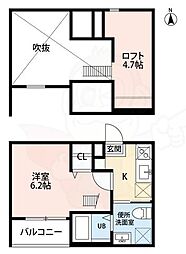 ブリジシティ中島 1Kの間取図画像