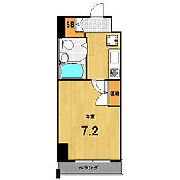 ジョイフル紫野 6階1Kの間取り