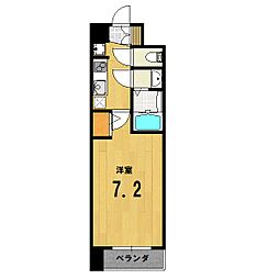 エステムコート京都二条 4階1Kの間取り