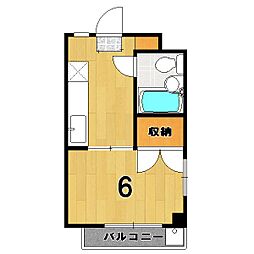 コーポ白木 1Kの間取図画像