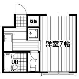 畠山ハイツ 2階1Kの間取り