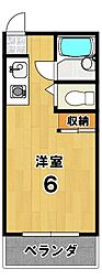 レジデンス西陣21 3階1Kの間取り