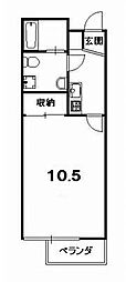グランコスモ御所 1Kの間取図画像