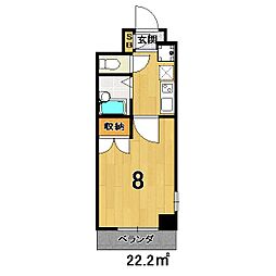 ラフィーネ御所西 1Kの間取図画像