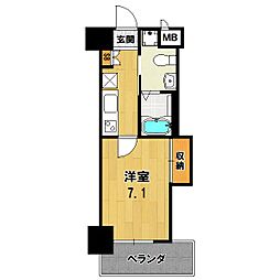 HF四条河原町レジデンス 1Kの間取図画像