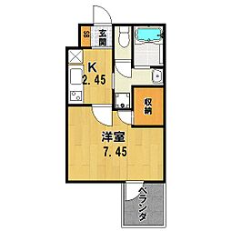 WELLSQUARE京都西陣WEST 1Kの間取図画像