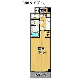 カーサ・ヴェルデ西洞院 1Kの間取図画像