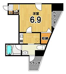 クレストコート二条城北 1Kの間取図画像