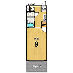 ラフィーネ四条堀川 1Kの間取図画像