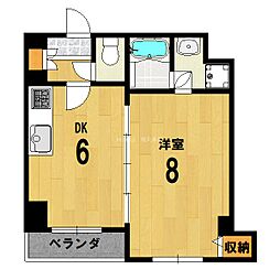 アフィシオン堀川 1DKの間取図画像