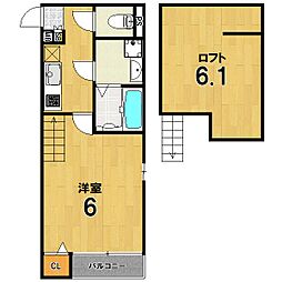 プランドールS花園寺ノ前町 1Kの間取図画像