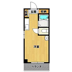ヴィライースト 3階ワンルームの間取り