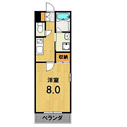 ブリリアコート龍谷大前 3階1Kの間取り