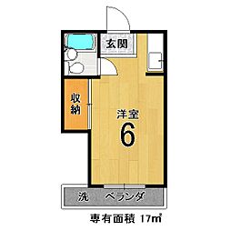 サンハイツ 1階ワンルームの間取り