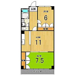 ラベンダー90 3階2LDKの間取り