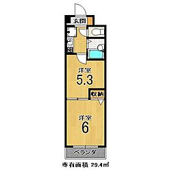 メゾンドゥスール 2Kの間取図画像