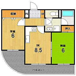 リーブルショーザン 2DKの間取図画像