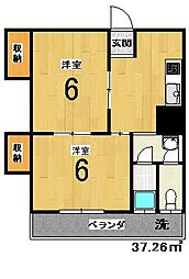 アパートメントエクセル伏見 2DKの間取図画像