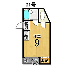 バドワール墨染 ワンルームの間取図画像
