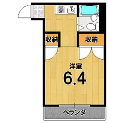 スペース北山 1階ワンルームの間取り