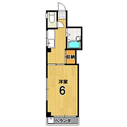 コーポ上野 3階1Kの間取り