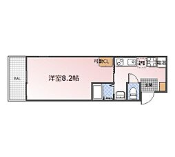 サンセール紫野 3階1Kの間取り