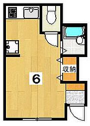 メゾン陽生 2階ワンルームの間取り