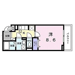 ヒカルサ京都大宮中林I 1Kの間取図画像