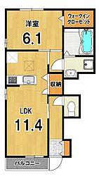 カルムベルフルール 1LDKの間取図画像