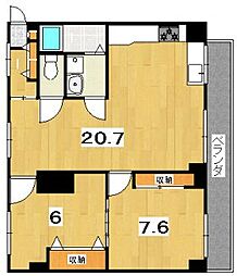 パインヴィレッジ 2階2LDKの間取り