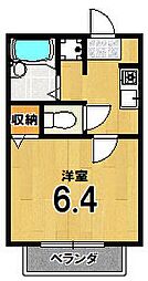 ハイツセーブル 1階1Kの間取り