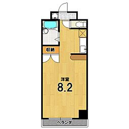 ルミエール橋政 4階ワンルームの間取り