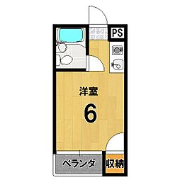 メゾン東一条 2階ワンルームの間取り